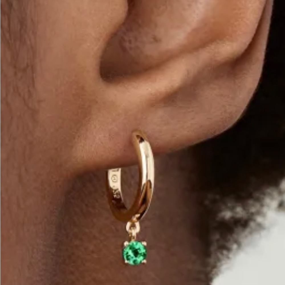 Mejuri Gold Green Agate Hoops